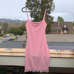 Tight Elastic Pink Mini Dress